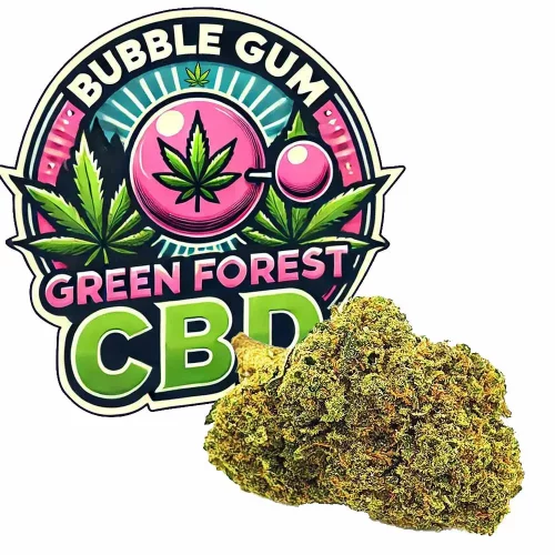 Fleur de CBD, BubbleGum CBD avec son Logo, vendu par GreenforestCBD