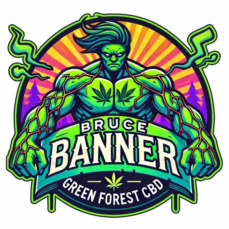 Logo de la fleur de CBD Bruce Banner, par GreenforestCBD