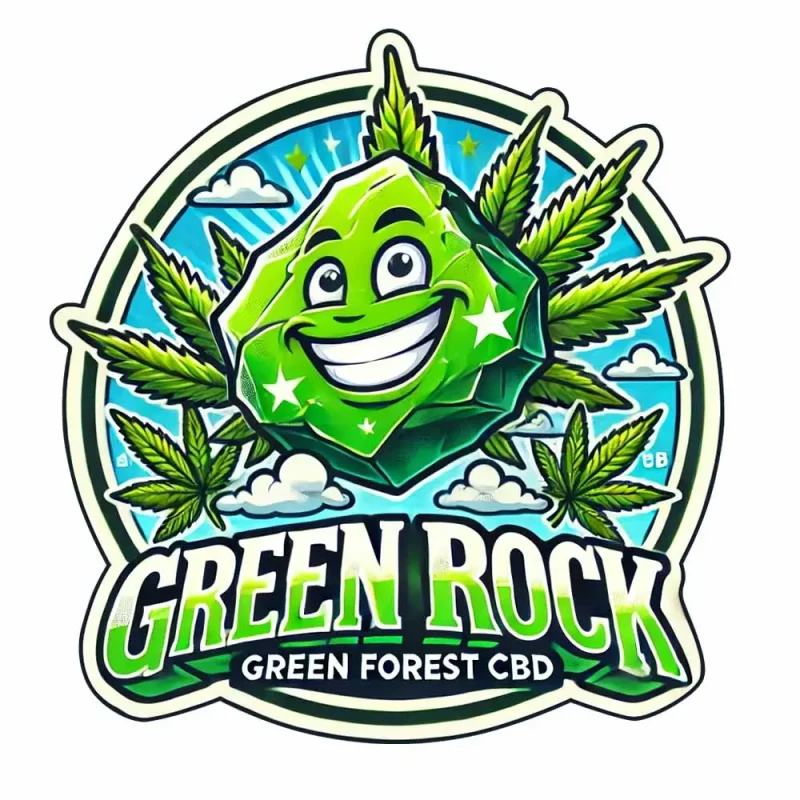 Logo du GreenRock au CBD composé de Fleurs & résine + concentré de CBD , sur la boutique GreenForestCBD.fr